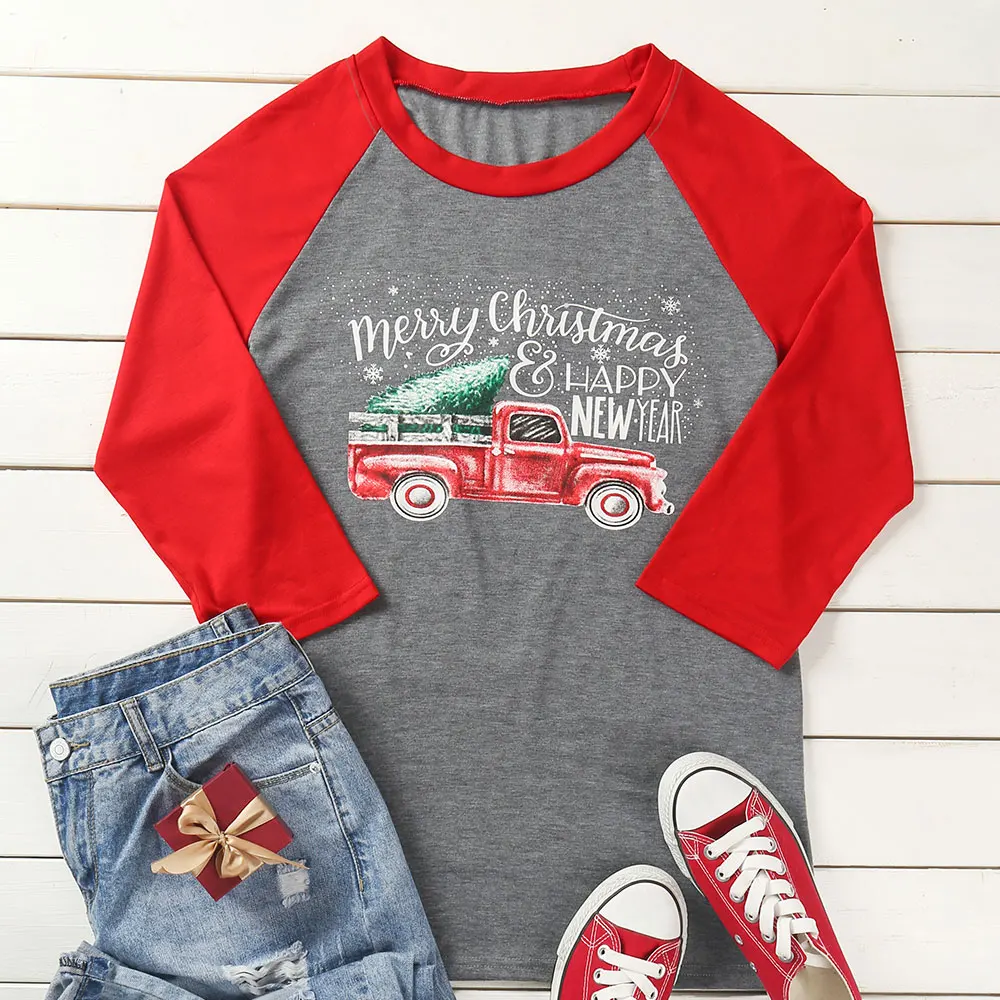 2018 Christmas Women T-Shirt 3/4 Sleeve t shirt Merry Christmas & Happy New Year Female Baseball Cute T-Shirt Casual Ladies Tops
2018 Christmas Women T-Shirt 3/4 Sleeve t shirt Merry Christmas & Happy New Year Female Baseball Cute T-Shirt Casual Ladies Tops