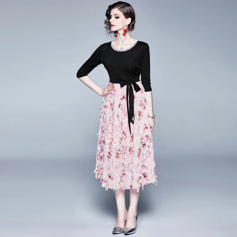 Women Spring Autumn Dress 2019 Patchwork Floral Print 3/4 Sleeve Boho Elegant Dress High Quality A-line Vestidos Robe
Women Spring Autumn Dress 2019 Patchwork Floral Print 3/4 Sleeve Boho Elegant Dress High Quality A-line Vestidos Robe