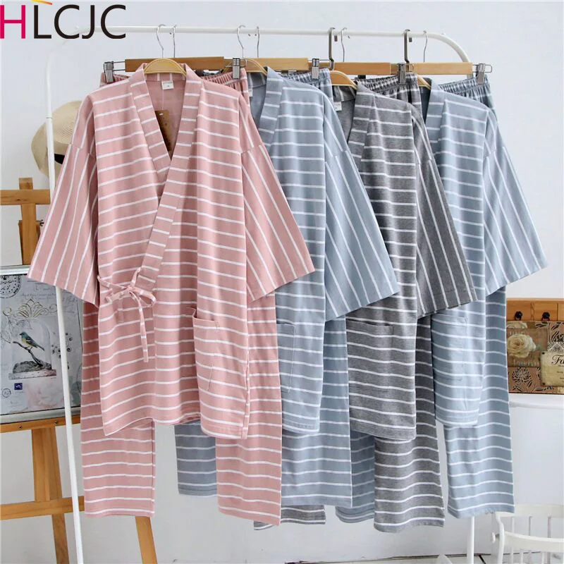 Lovers Spring Summer Retro Japanese Style Pajama Sets Cotton Striped Kimono Suit Loose Women Men Pyjamas Sleepwear Female Home
Lovers Spring Summer Retro Japanese Style Pajama Sets Cotton Striped Kimono Suit Loose Women Men Pyjamas Sleepwear Female Home