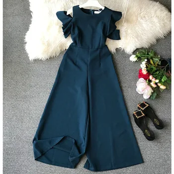 Summer Elegant Jumpsuits Women Slim High Waist Ruffle Sleeved Irregular Strapless Playsuits Womens Casual Wide Leg Black Romper
Summer Elegant Jumpsuits Women Slim High Waist Ruffle Sleeved Irregular Strapless Playsuits Womens Casual Wide Leg Black Romper