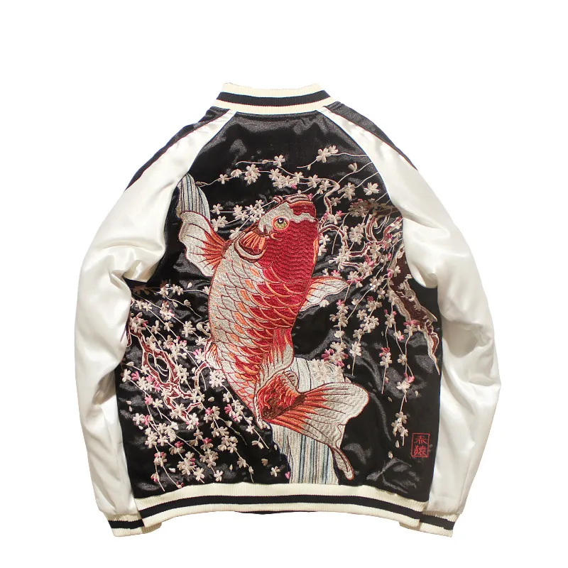 Originally Jacket for Women and Men Spring Autumn Chinese Wind Sakura Koi Embroidered Yokosuka Baseball Coat Harajuku Jackets
Originally Jacket for Women and Men Spring Autumn Chinese Wind Sakura Koi Embroidered Yokosuka Baseball Coat Harajuku Jackets