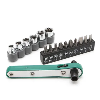1/4 Drive Mini Size Ratcheting Right Angle Screwdriver CRV Bit Set Quarter Pole Socket Spanner Wrench 1/4 "Diameter Sleeve
1/4 Drive Mini Size Ratcheting Right Angle Screwdriver CRV Bit Set Quarter Pole Socket Spanner Wrench 1/4 "Diameter Sleeve