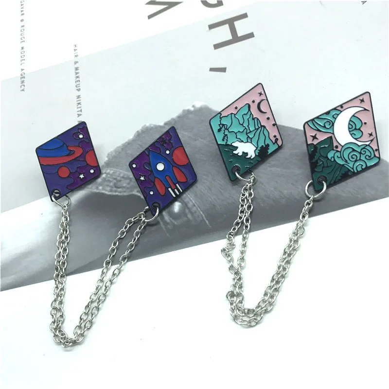 New double brooch chain rocket planet series mountain river series brooch badge fantasy landscape night view badge jewelry denim
New double brooch chain rocket planet series mountain river series brooch badge fantasy landscape night view badge jewelry denim