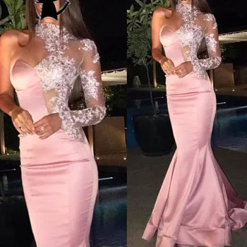 Elegant Formal Dress 2019 robe de soiree longue abiye Pink Appliqued Lace Evening Gowns Mermaid One Shoulder vestido longo
Elegant Formal Dress 2019 robe de soiree longue abiye Pink Appliqued Lace Evening Gowns Mermaid One Shoulder vestido longo