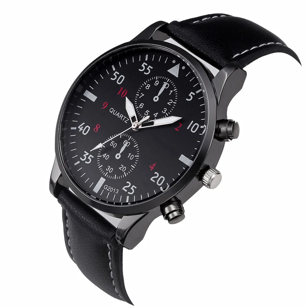 top luxury brand leather strap fashion causal dress business quartz wristwatches creative gift watch for men | Наручные часы