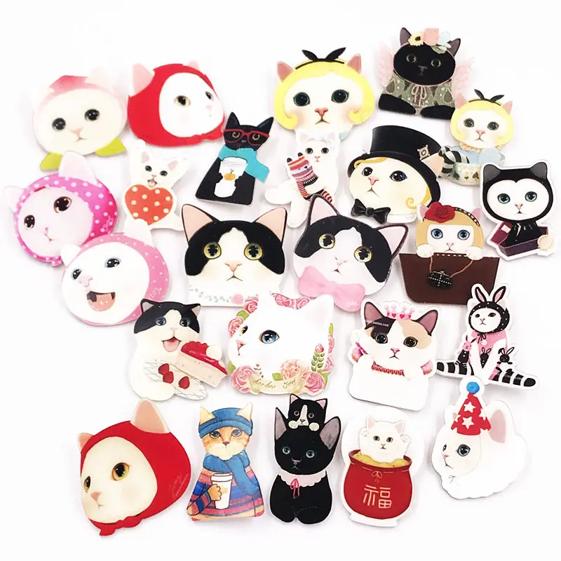 New 1Pcs Cute Cartoon Dress Animal Cat Acrylic Brooch Clothes Women Badge Icons on The Backpack Brooches Pins Badges Kids Gift | Украшения