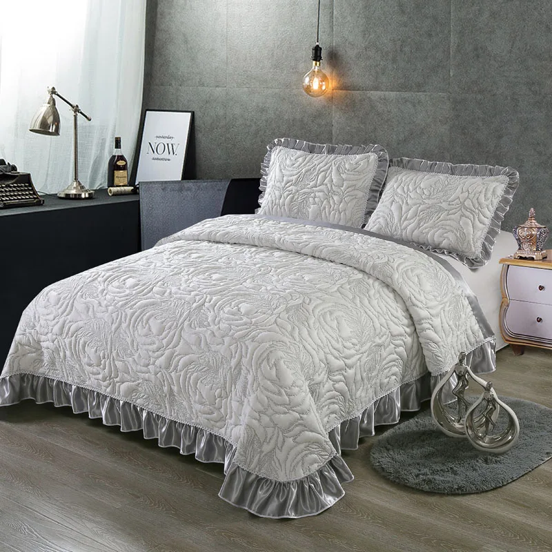 Waliicorners Luxury Knitted Cotton 3 Pieces Bedspread Comforter Set King Queen Size Bed Cover Set Mattress Topper Blanket With Pillowcases 16 HTB11De3aBGw3KVjSZFwq6zQ2FXaG