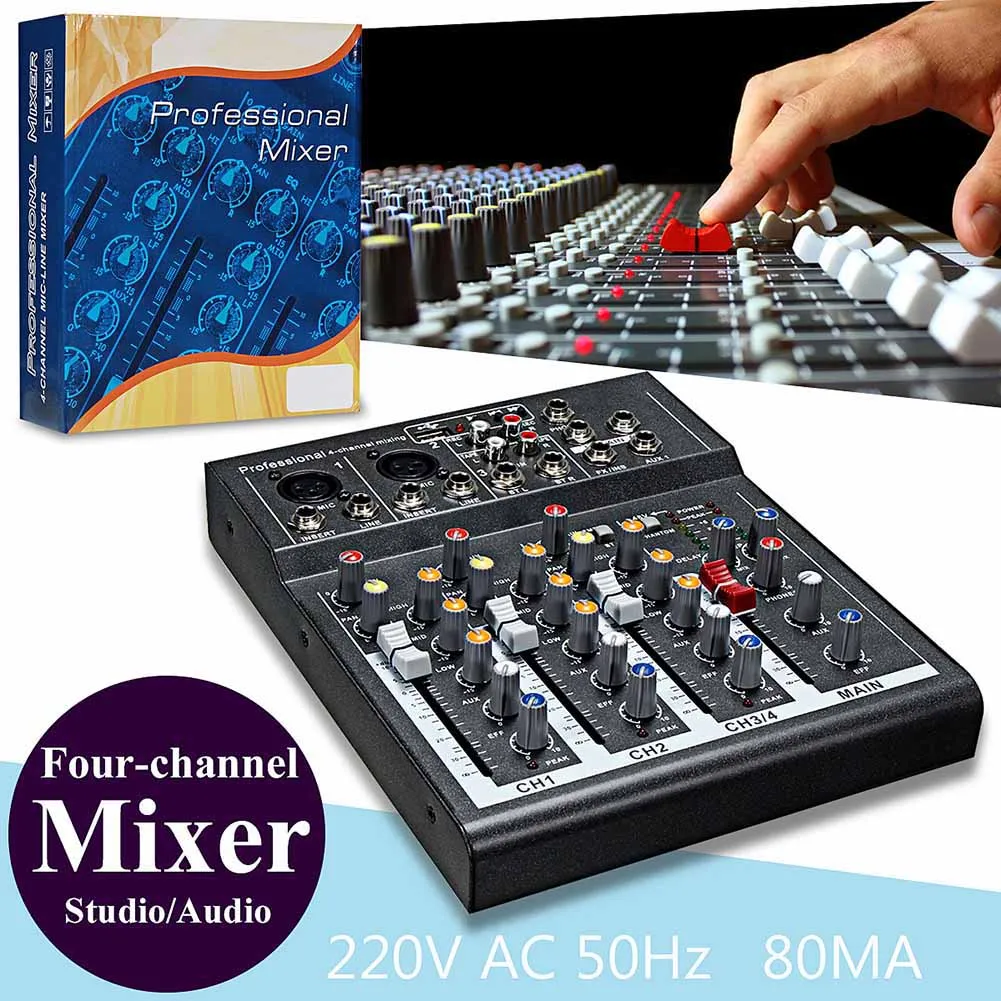 Mini Audio Mixer with USB DJ Sound Mixing Console 4 Channel 48V Amplifier For Karaoke KTV Party &T8
Mini Audio Mixer with USB DJ Sound Mixing Console 4 Channel 48V Amplifier For Karaoke KTV Party &T8