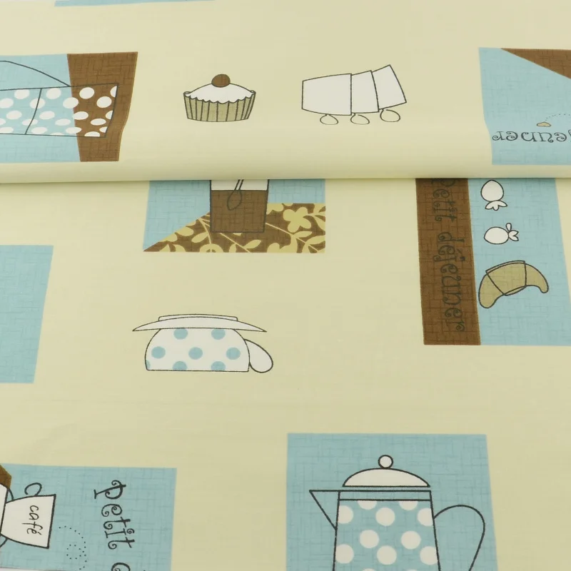 Фото 100% Cotton Beige Fabric Sewing Cups Designs Tecido Bedding Twill Cloth Home Textile Scrapbooking Quilting Patchwork Tela | Дом и сад