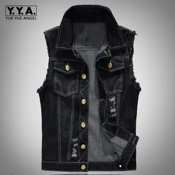 Fashion Mens Motorcycle Jean Vest Black Ripped Destroyed Washed Slim Fit Sleeveless Denim Jacket For Men Plus Size 6XL
Fashion Mens Motorcycle Jean Vest Black Ripped Destroyed Washed Slim Fit Sleeveless Denim Jacket For Men Plus Size 6XL