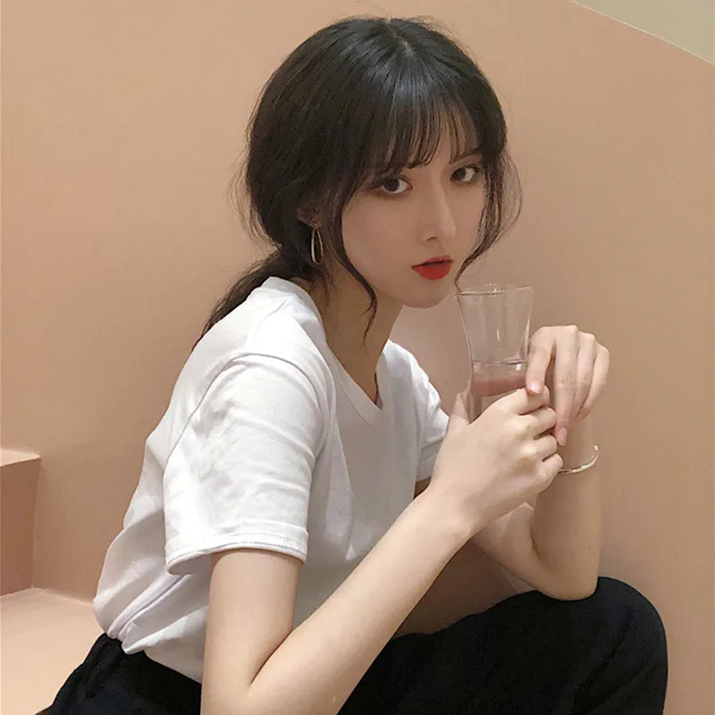 2019 summer new women's solid color slim short-sleeved t-shirt female breathable slim Korean casual bottoming shirt
2019 summer new women's solid color slim short-sleeved t-shirt female breathable slim Korean casual bottoming shirt