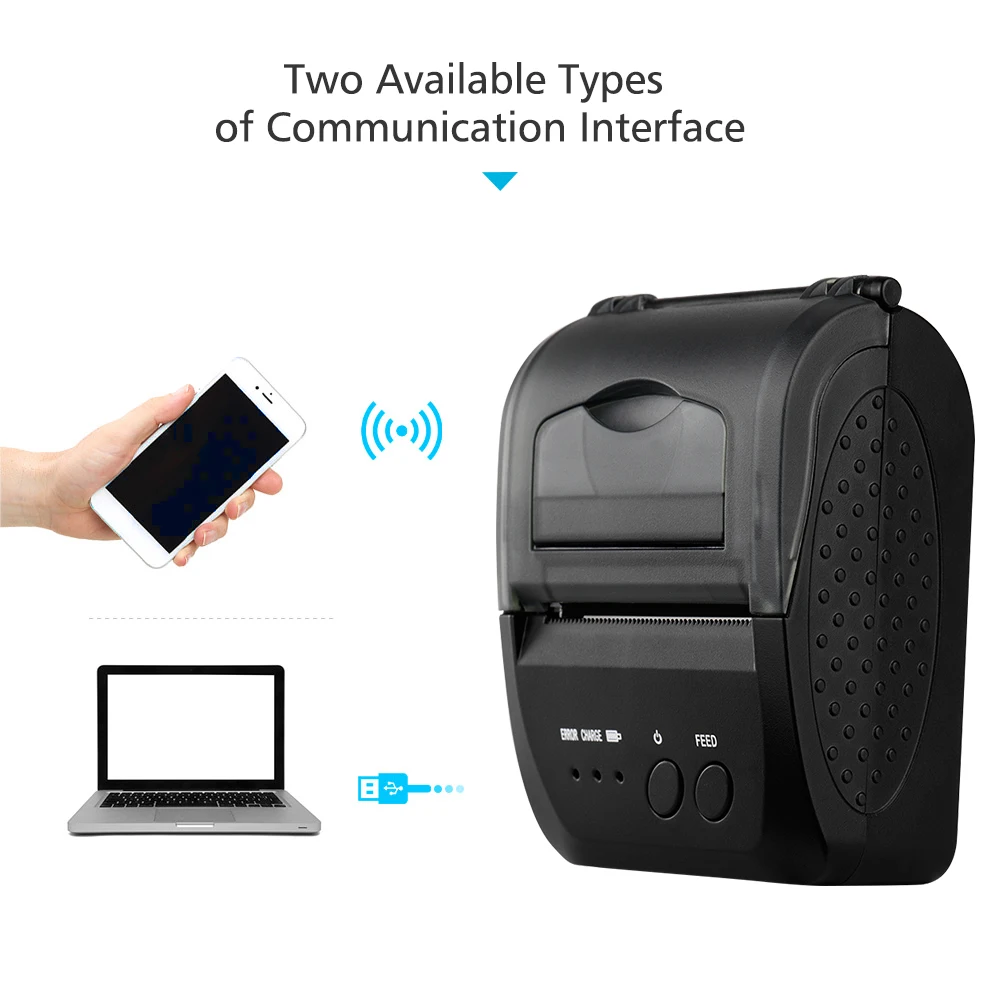 5809DD Portable USB/BT Mobile Printer Mini Direct Thermal Printer Wireless Thermal POS Receipt Printer with 2000mAh Battery
5809DD Portable USB/BT Mobile Printer Mini Direct Thermal Printer Wireless Thermal POS Receipt Printer with 2000mAh Battery