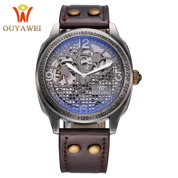 OUYAWEI Male Clock Vintage Bronze Case Brown Leather Band Erkek Kol Satti Skeleton Automatic Mechanical Mens Wrist Watch
OUYAWEI Male Clock Vintage Bronze Case Brown Leather Band Erkek Kol Satti Skeleton Automatic Mechanical Mens Wrist Watch
