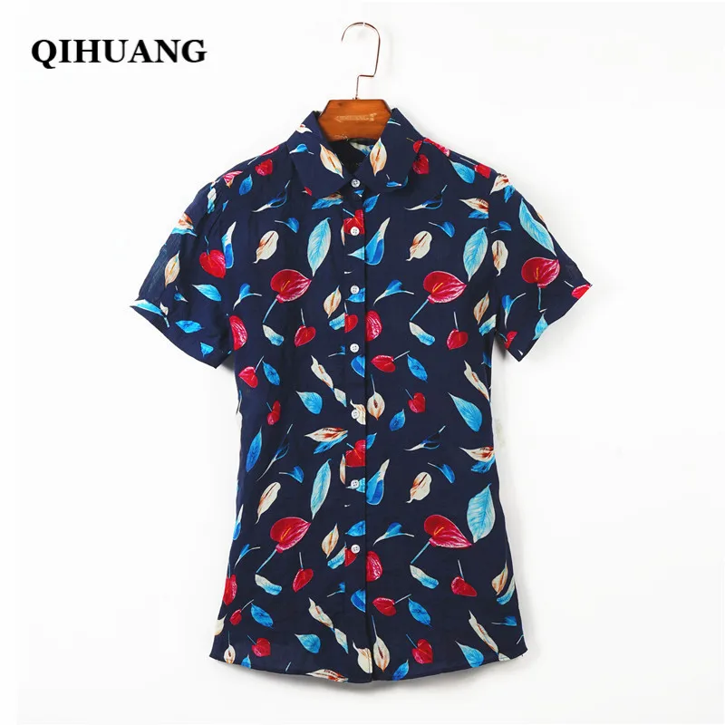 QIHUANG 2018 Summer Women Short Sleeved Shirt Blouses Fashion Printed Turn-down Collar Female Blouses Plus Size Work Wear Shirts
QIHUANG 2018 Summer Women Short Sleeved Shirt Blouses Fashion Printed Turn-down Collar Female Blouses Plus Size Work Wear Shirts