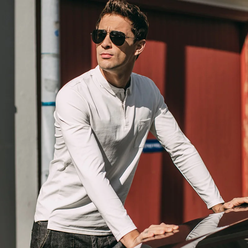 Autumn Men Poloshirts Cotton Zipper Black White Color For Man Casual Long Sleeve Slim Fit Clothing 2018 New Male Wear Tops 1019
Autumn Men Poloshirts Cotton Zipper Black White Color For Man Casual Long Sleeve Slim Fit Clothing 2018 New Male Wear Tops 1019