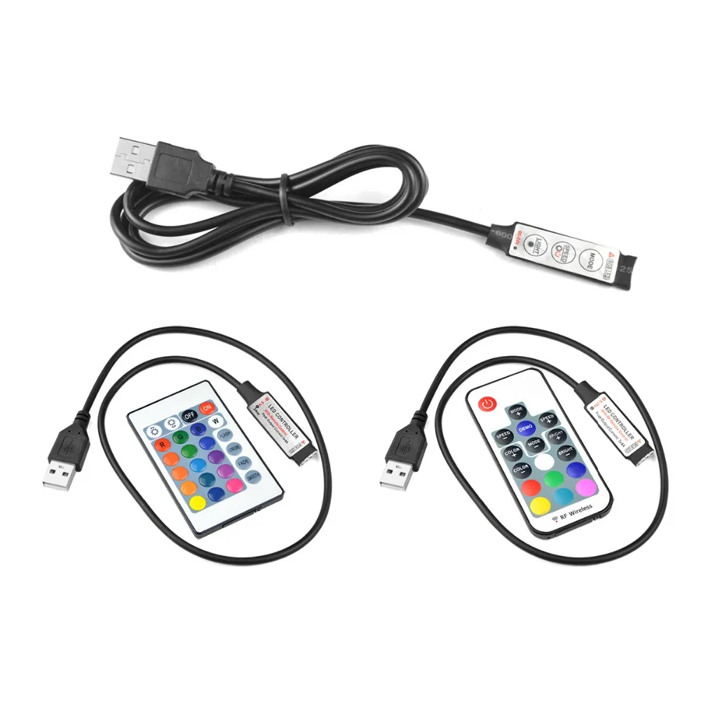 Mini 3Keys Dimmer / 24Key IR Remoter / 17Keys RF Wireless Remoter Controller for DC5V USB LED Strip lighting
Mini 3Keys Dimmer / 24Key IR Remoter / 17Keys RF Wireless Remoter Controller for DC5V USB LED Strip lighting
