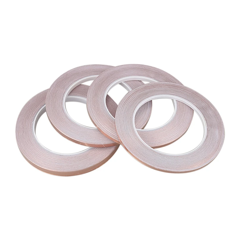 

4Pcs 30 Meters Single Side Conductive Copper Foil Tape Strip Adhesive Emi Shielding Heat Resist Tape 5Mm 6Mm 8Mm 10Mm