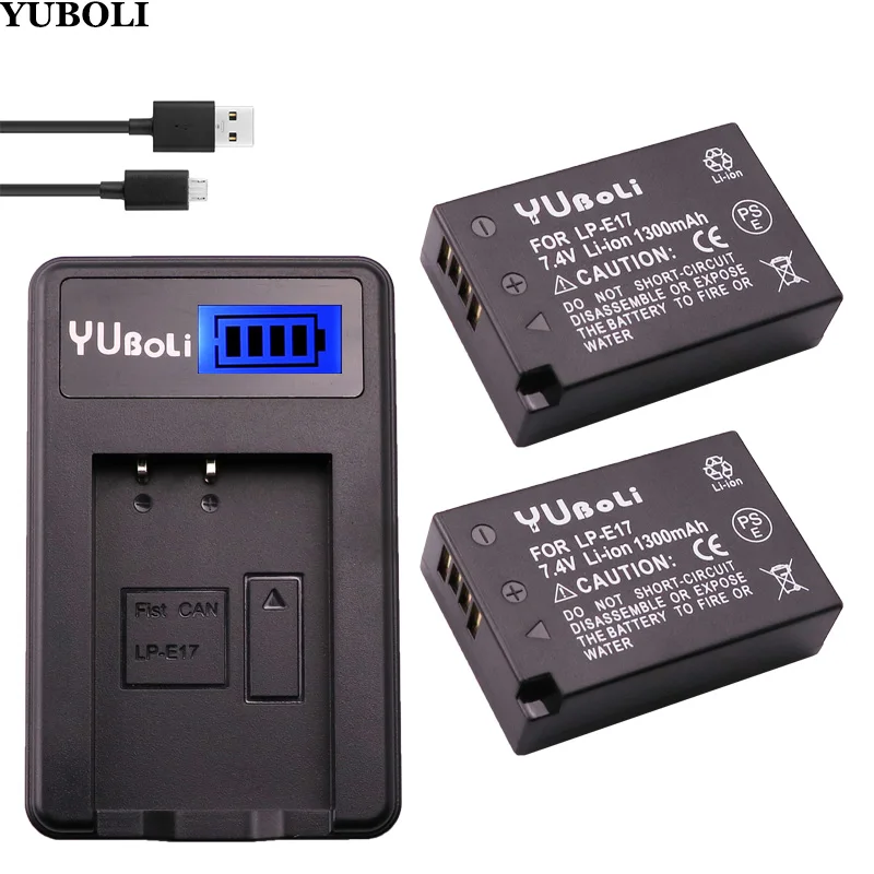 2Pcs 1300mAh LPE17 LP-E17 LP E17 battery + USB LCD Charger for Canon EOS M3 M5 M6 Rebel T6i T7i EOS 77D 750D Digital Camera
2Pcs 1300mAh LPE17 LP-E17 LP E17 battery + USB LCD Charger for Canon EOS M3 M5 M6 Rebel T6i T7i EOS 77D 750D Digital Camera