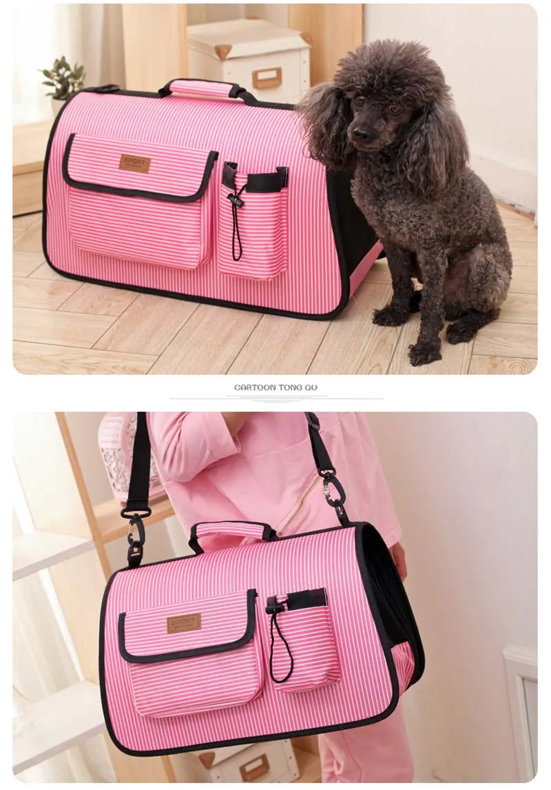 Soft Sided Pet Carrier Airline Approved Under Seat Travel Portable Pet Carrier Fashion Striped Pet Bag for Small Dogs Cats5