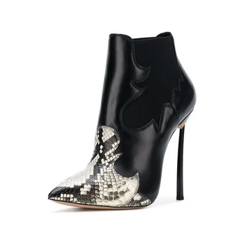 Sexy Snake Print Leather Women Boots Ankle Pointed Toe Metal Blade Heels Rubber Boots for Women Slip-on Female Dress Shoes
Sexy Snake Print Leather Women Boots Ankle Pointed Toe Metal Blade Heels Rubber Boots for Women Slip-on Female Dress Shoes