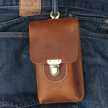 Men Genuine Leather Waist Bag Crazy Horse Leather Men's Waist Pack Belt Bag Mobile Phone Waist Bag With Hook For Man 3077 
Men Genuine Leather Waist Bag Crazy Horse Leather Men's Waist Pack Belt Bag Mobile Phone Waist Bag With Hook For Man 3077