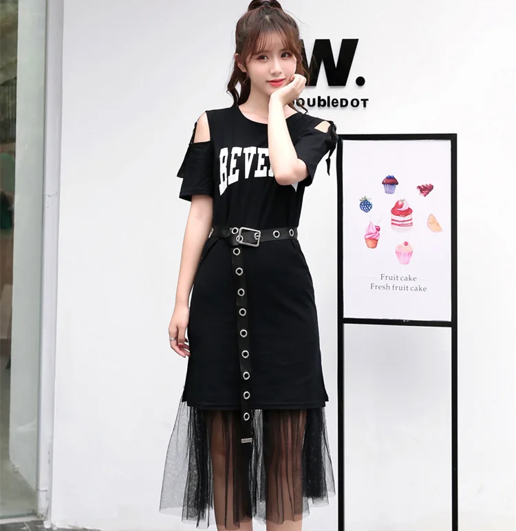 2019 Summer Outfits for Women Letter Short Sleeve Off Shoulder T Shirt Dress Mesh Skirt Two Piece Set Free Belt conjuntos S92
2019 Summer Outfits for Women Letter Short Sleeve Off Shoulder T Shirt Dress Mesh Skirt Two Piece Set Free Belt conjuntos S92