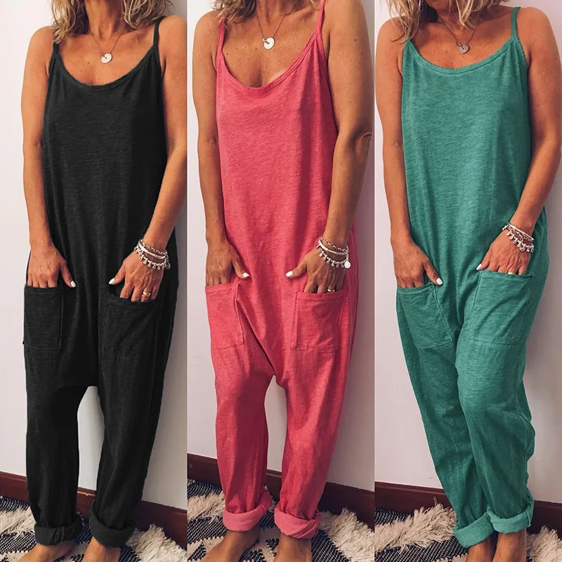 VIEUNSTA Women Off Shoulder Pockets Trousers Jumpsuit Sexy Sleeveless Solid Strap Jumpsuits Femme Summer Beach Overalls Playsuit
VIEUNSTA Women Off Shoulder Pockets Trousers Jumpsuit Sexy Sleeveless Solid Strap Jumpsuits Femme Summer Beach Overalls Playsuit