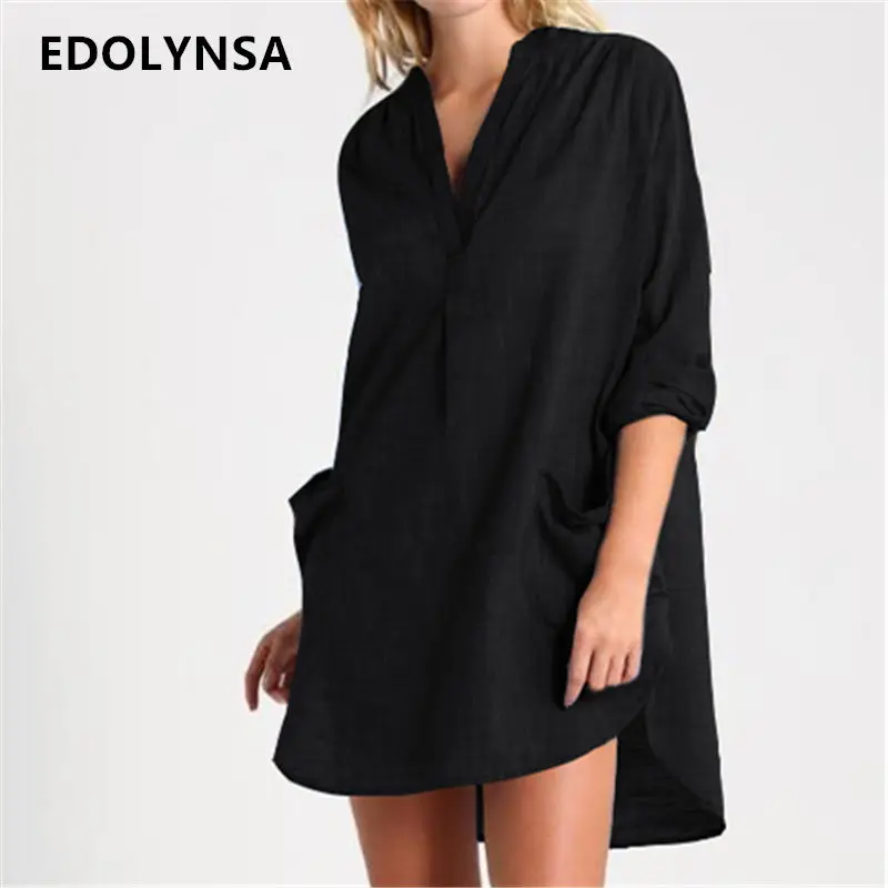 Deep V Neck Long Sleeve Plain White Summer Top Shirt Female Plus Size Women Clothing 2019 Sexy Front Open Black Blouses N487
Deep V Neck Long Sleeve Plain White Summer Top Shirt Female Plus Size Women Clothing 2019 Sexy Front Open Black Blouses N487