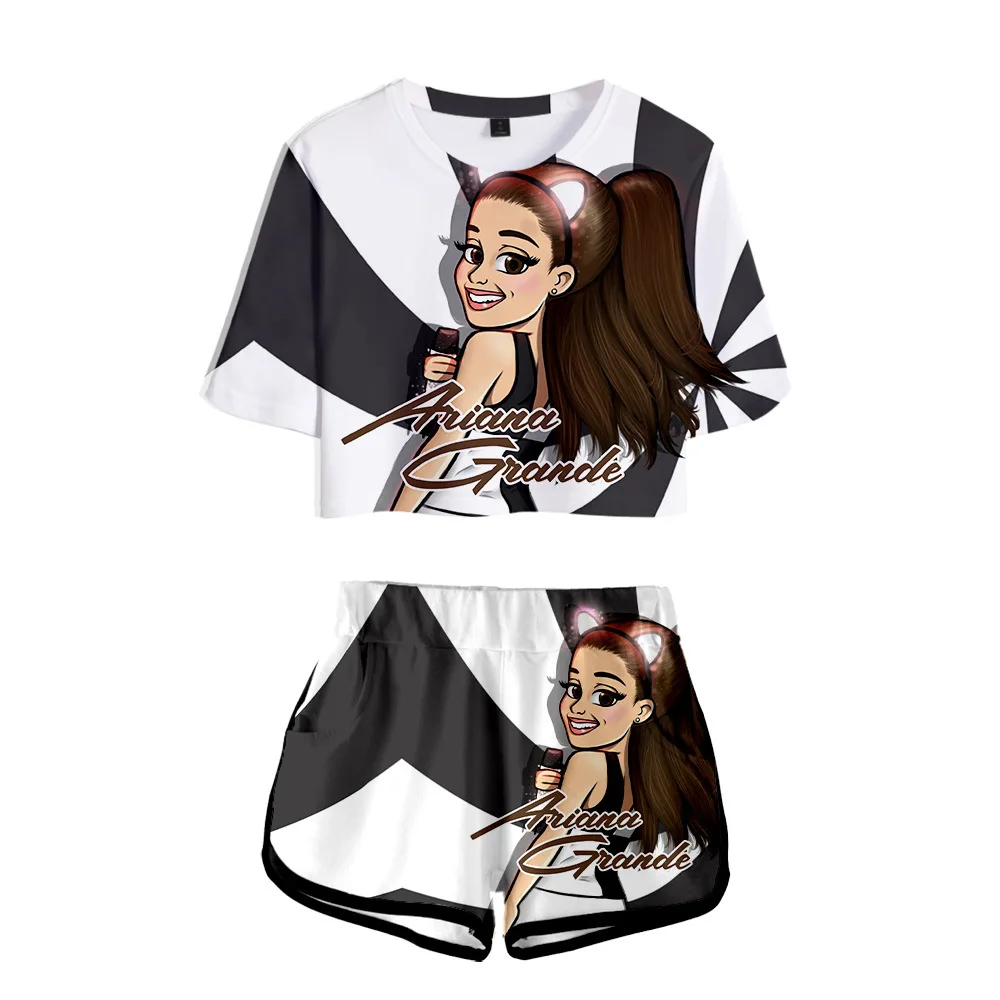 Trendy explosion ladies 3D suit American new generation female singer Ariana Grande 3D printing sexy short T-shirt + shorts
Trendy explosion ladies 3D suit American new generation female singer Ariana Grande 3D printing sexy short T-shirt + shorts