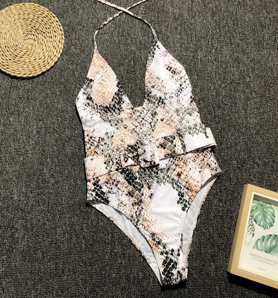 V-neck Bodysuit One Piece Swimsuit Female Sexy Snake Print Bikini 2019 Belt Swimwear Women Monokini Push Up One-piece Suits
V-neck Bodysuit One Piece Swimsuit Female Sexy Snake Print Bikini 2019 Belt Swimwear Women Monokini Push Up One-piece Suits