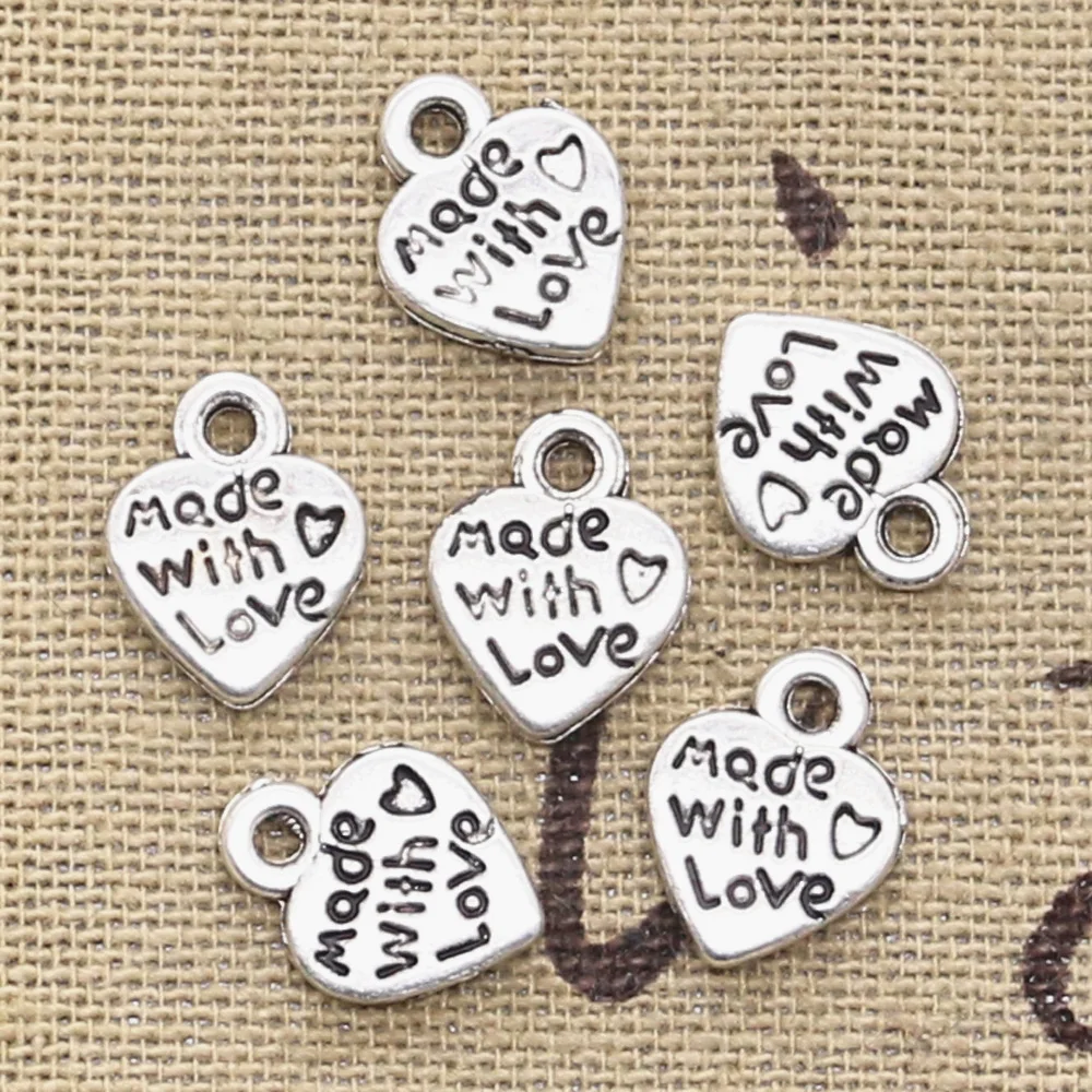 50pcs Charms heart made with love 12x10mm handmade Craft pendant making fit,Vintage Tibetan Bronze Silver,DIY for necklace
50pcs Charms heart made with love 12x10mm handmade Craft pendant making fit,Vintage Tibetan Bronze Silver,DIY for necklace