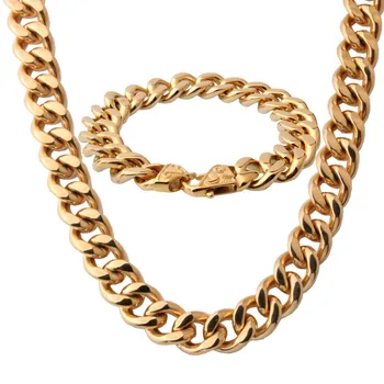 12/15mm Wide Elegance Men's Bracelet&Necklace Jewelry Sets Stainless Steel Curb Cuban Link Chain 8-30" Choose Gold Color
12/15mm Wide Elegance Men's Bracelet&Necklace Jewelry Sets Stainless Steel Curb Cuban Link Chain 8-30" Choose Gold Color