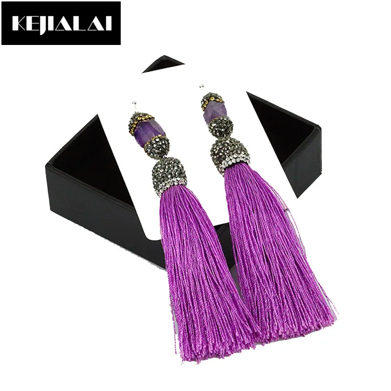 Original Style Handmade Fringe Tassel Earrings Purple Ribbon Long Dangle Earrings with Purple Crystal Stone for Women Girls
Original Style Handmade Fringe Tassel Earrings Purple Ribbon Long Dangle Earrings with Purple Crystal Stone for Women Girls