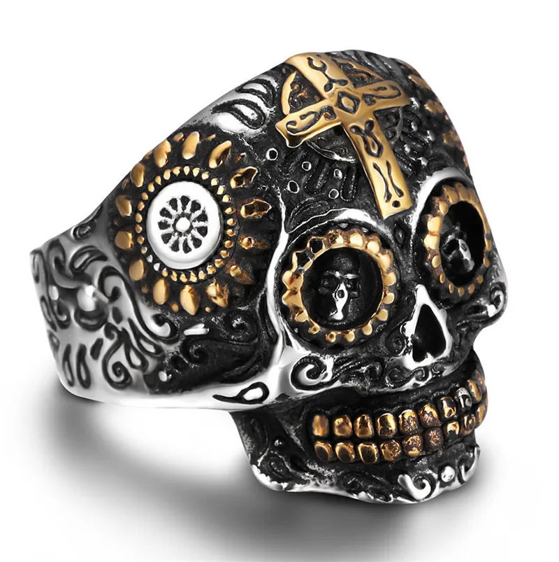 Vintage Cool Cross Skeleton Rings For Women Men Lovers Fashion Jewelry Handsome Biker Skull Ring Green Eye Death Gold Skull Ring
Vintage Cool Cross Skeleton Rings For Women Men Lovers Fashion Jewelry Handsome Biker Skull Ring Green Eye Death Gold Skull Ring