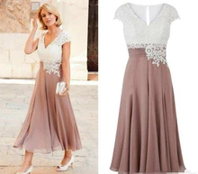 2022 Mother of the Bride Dress Deep V Neck Chiffon Ankle Length Wedding Guest Dress Short Sleeves Top Lace Groom Party Gowns 
2022 Mother of the Bride Dress Deep V Neck Chiffon Ankle Length Wedding Guest Dress Short Sleeves Top Lace Groom Party Gowns