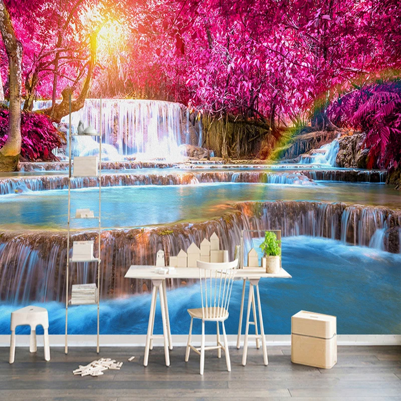 

3D Wallpaper Beautiful Forest Waterfall Nature Landscape Photo Wall Murals Living Room Bedroom Backdrop Home Decor Papel Mural