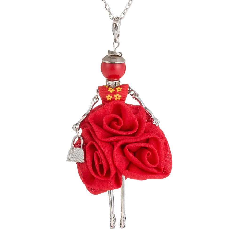 Lovely Europe Girls Big Red rose Dress bride Doll Necklace Pendants Women Long Chain Statement Collar Cloth Christmas Jewelry
Lovely Europe Girls Big Red rose Dress bride Doll Necklace Pendants Women Long Chain Statement Collar Cloth Christmas Jewelry