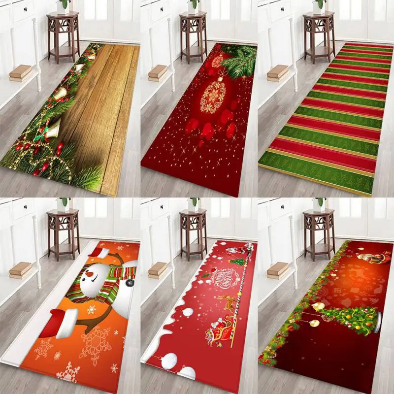 

Christmas Soft Flannel Rug Xmas Pattern Area Mat Anti-Slip Rubber Backing Small Carpet for Bathroom Kitchen Christmas Decoration