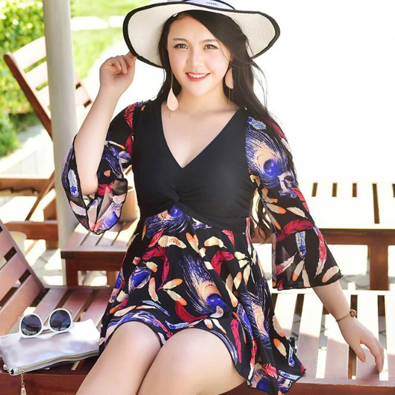 New Arrival Summer Women Dress Style One Piece Suits Elegant Floral Printed Plus Size Swimsuit Charming Breathable Bathing Suit3