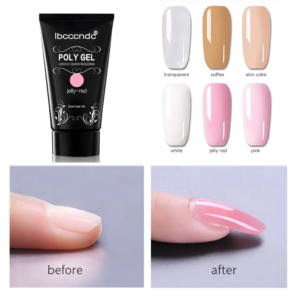 

30g Polygel Nail Acrylic Poly Gel Pink White Clear Crystal UV LED Builder Gel Tips Enhancement Slip Solution Quick Extension Gel