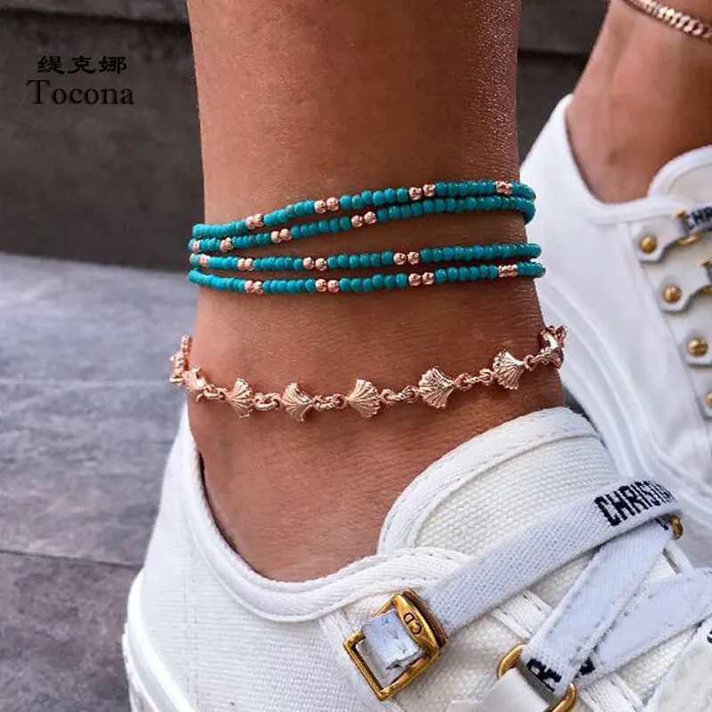 Tocona Beach 5pcs/sets Colorful Beaded Anklets for Women Gold Scallop Barefoot Sandals Feet Summer Jewelry Wholesale 3258
Tocona Beach 5pcs/sets Colorful Beaded Anklets for Women Gold Scallop Barefoot Sandals Feet Summer Jewelry Wholesale 3258