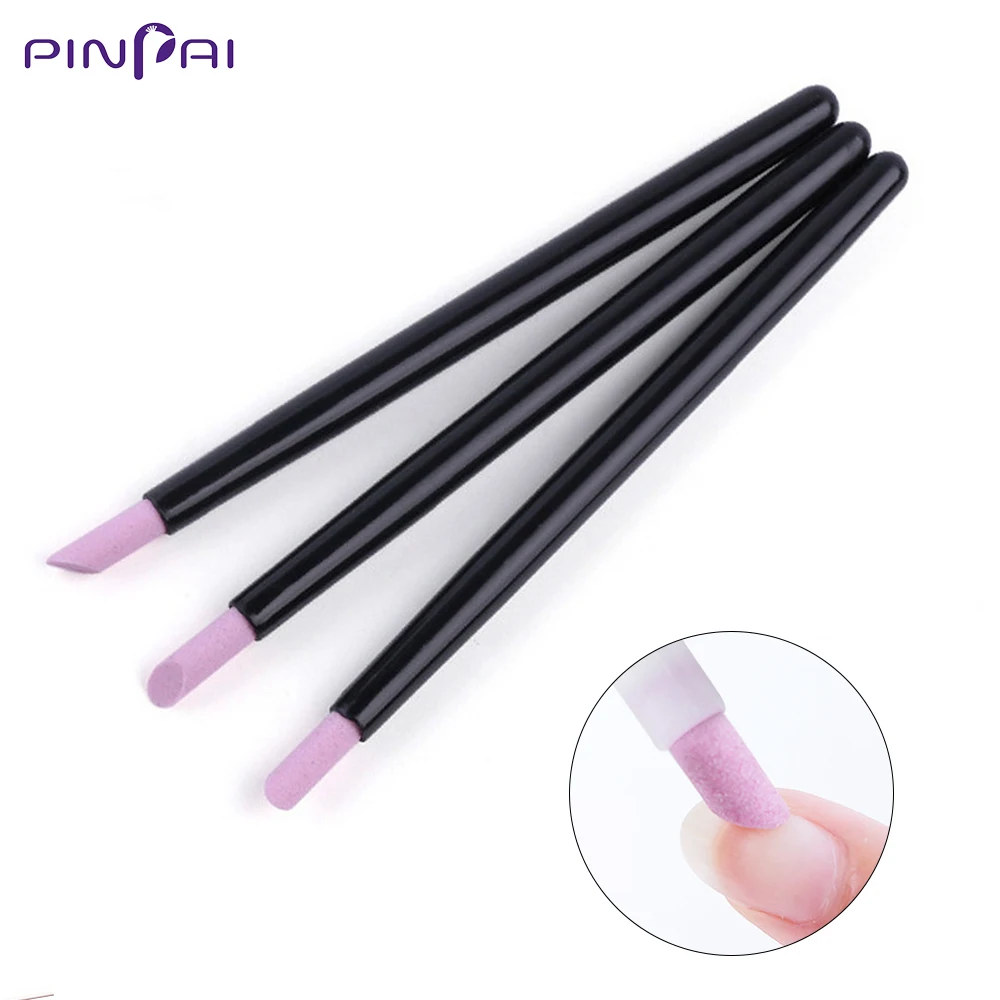 

3 Pcs/Set Quartz Grinding Pen Nail Scrub Cuticle Pushers Dead Skin Remover Nail Polish Manicure Stick Nail File Stone Pen Tools