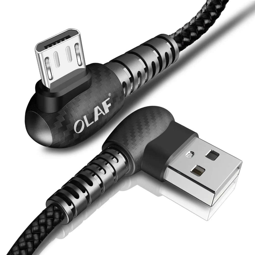 Фото OLAF Micro USB Cable 2A Fast Charge for Samsung Xiaomi 90 Degree Mobile Phone Charger Huawei Android Device | Мобильные телефоны и