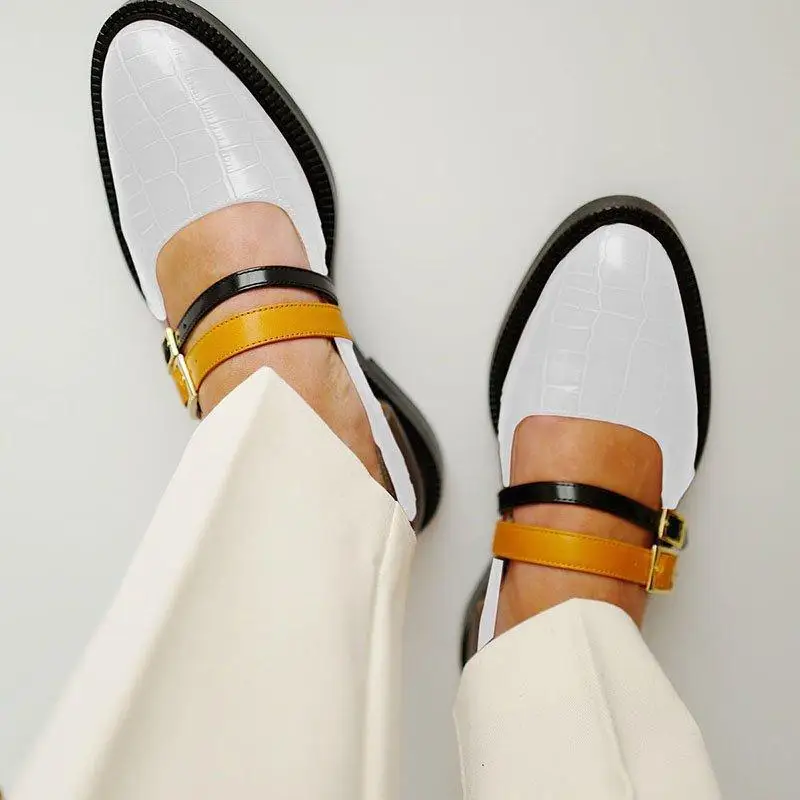 Woman shoes summer pu leather low heels vintage sandals mix color buckle strap casual ladies pumps big size zapatos de mujer
Woman shoes summer pu leather low heels vintage sandals mix color buckle strap casual ladies pumps big size zapatos de mujer