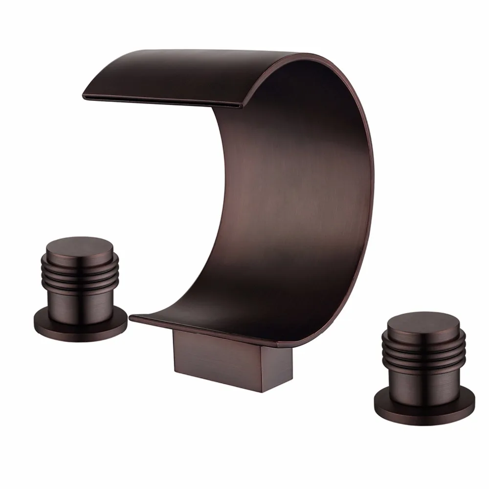 

Free ship Deck Mount Waterfall Bathroom widespead 3 Holes Bath Tub Faucet mixer tap in Oil Rubbed Bronze