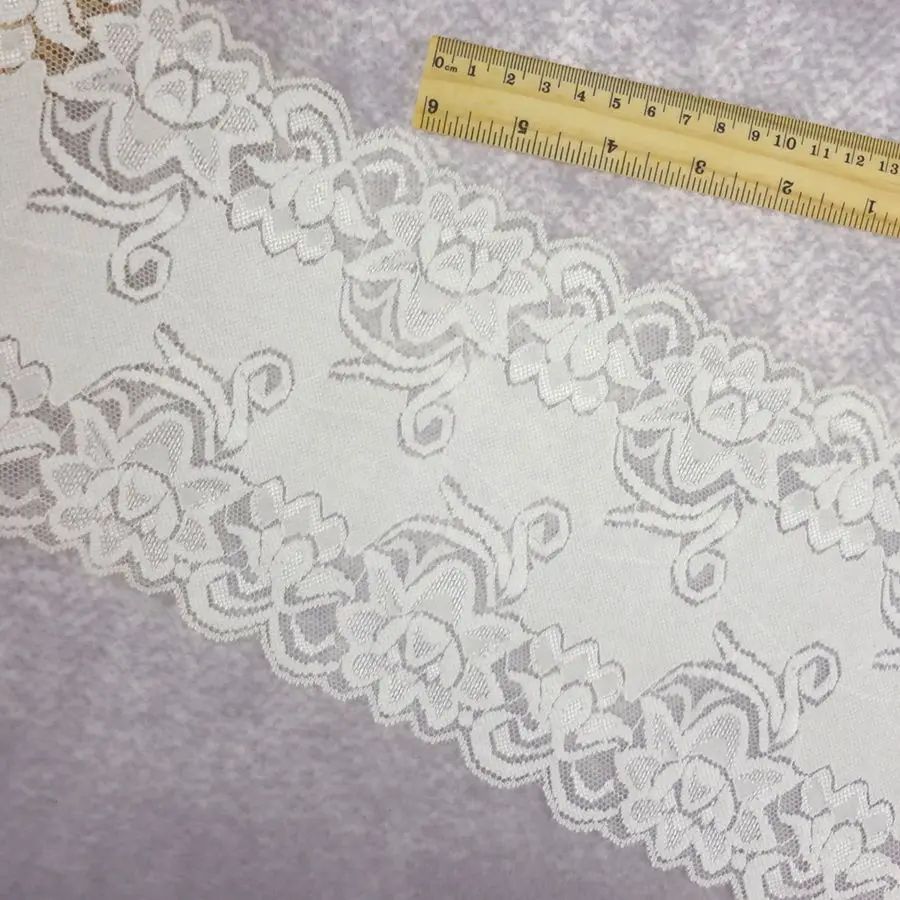 #80 White Lace 14.5CM Wide 2 yards/lot Stretch Elastic Lace Fabric Edge Trim DIY Sewing Supplies Home Party Clothing Material
#80 White Lace 14.5CM Wide 2 yards/lot Stretch Elastic Lace Fabric Edge Trim DIY Sewing Supplies Home Party Clothing Material