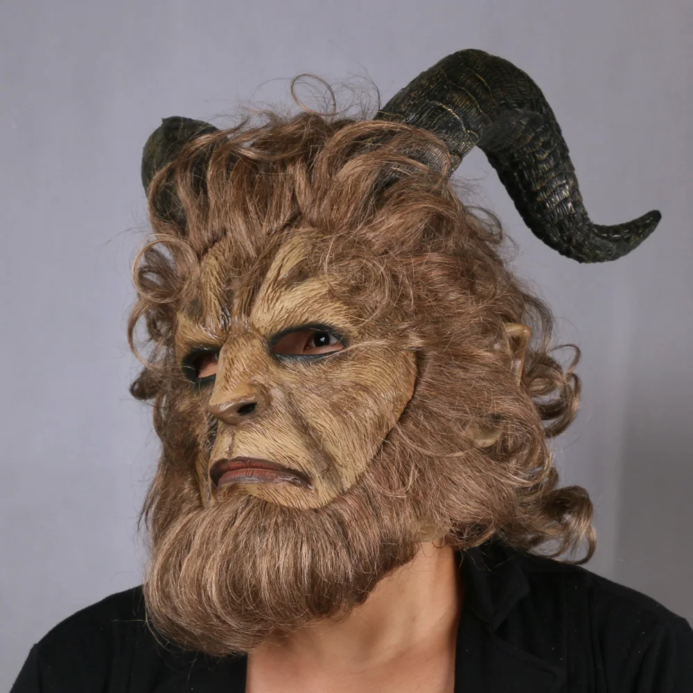 2017 Film Beauty and the Beast Prince Mask Helmet Full Face Muffle Cosplay Wig (7)