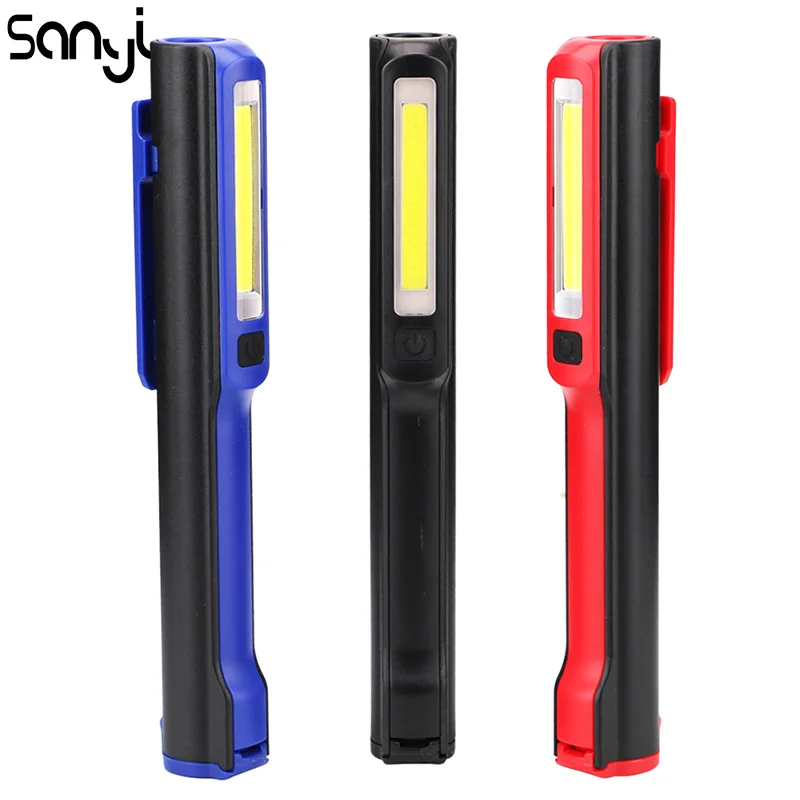 

SANYI COB+XPE LED Magnetic Working Inspection Flashlight Pen Clip Hand Torch AA Battery Camping Lanterna For Outdoor