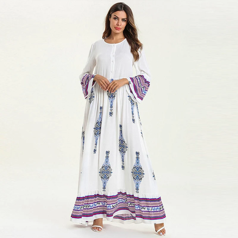 European and American fashion long-sleeved thin women's Muslim button open breastfeeding print conservative dress
European and American fashion long-sleeved thin women's Muslim button open breastfeeding print conservative dress