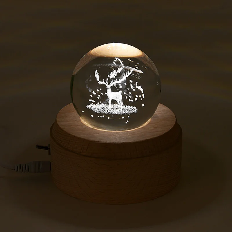 Moon Crystal Ball Wooden Luminous Night Lights (5)